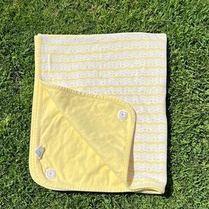 Vintage Gymboree Fish Sea Star Reversible Baby Blanket 90s  Yellow White GUC